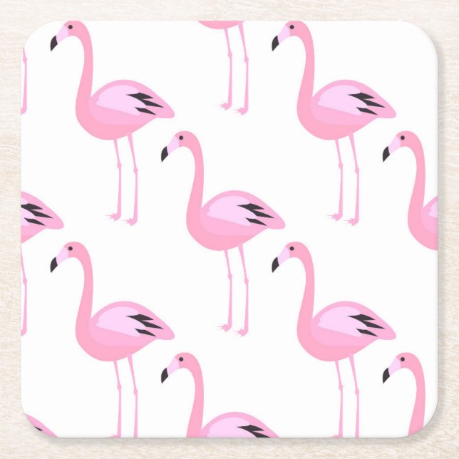 Posavasos Cuadrado De Papel Flamencos rosados 2 2 (Anverso)