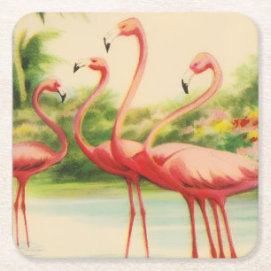 Posavasos Cuadrado De Papel Flamencos Vintage