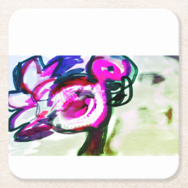 Posavasos Cuadrado De Papel Flamingo