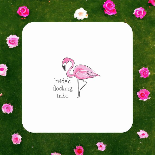 Posavasos Cuadrado De Papel Flamingo Bachelorette Bridesmaid Fijador (Subido por el creador)