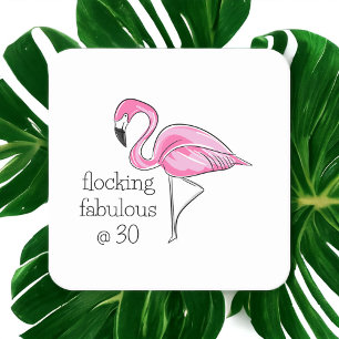 Posavasos Cuadrado De Papel Flamingo rosa en bandadas fabulosas a los 30