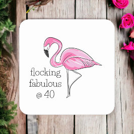 Posavasos Cuadrado De Papel Flamingo rosado en bandadas fabulosas en los cuare