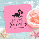 Posavasos Cuadrado De Papel Flamingo Rosado Frenado Cumpleaños Tropical<br><div class="desc">¡Acuérdate con tus amigos y familiares para celebrar tu cumpleaños! Divertidas y festivas tartamitas de papel con tipografía negra con un flamingo sosteniendo un cóctel,  y una leyenda de "encerrémonos" con un alegre fondo rosado. Perfecto para la playa y fiestas de cumpleaños de adultos con temática tropical.</div>