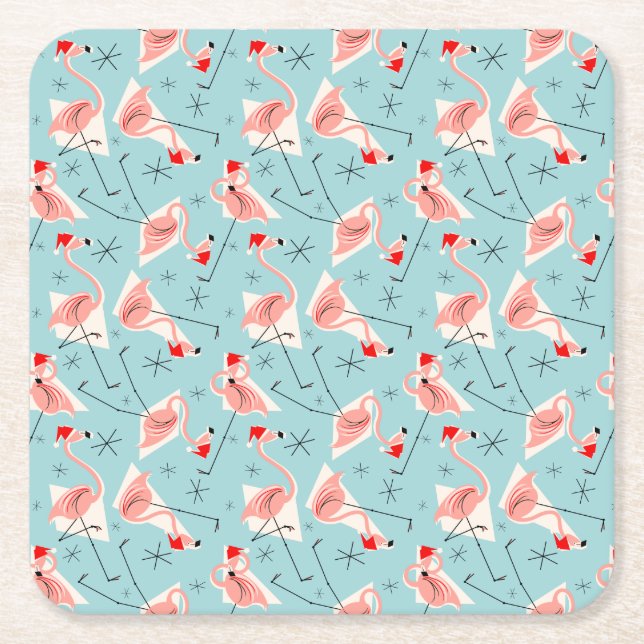 Posavasos Cuadrado De Papel Flamingo Santas Blue Multi Coasters square (Anverso)