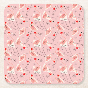Posavasos Cuadrado De Papel Flamingo Santas Pink Multi Coasters Square