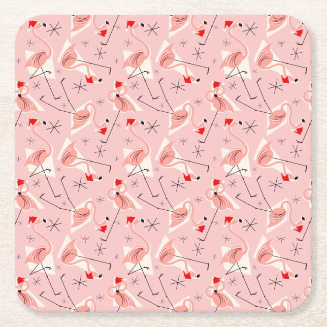 Posavasos Cuadrado De Papel Flamingo Santas Pink Multi Coasters Square (Anverso)