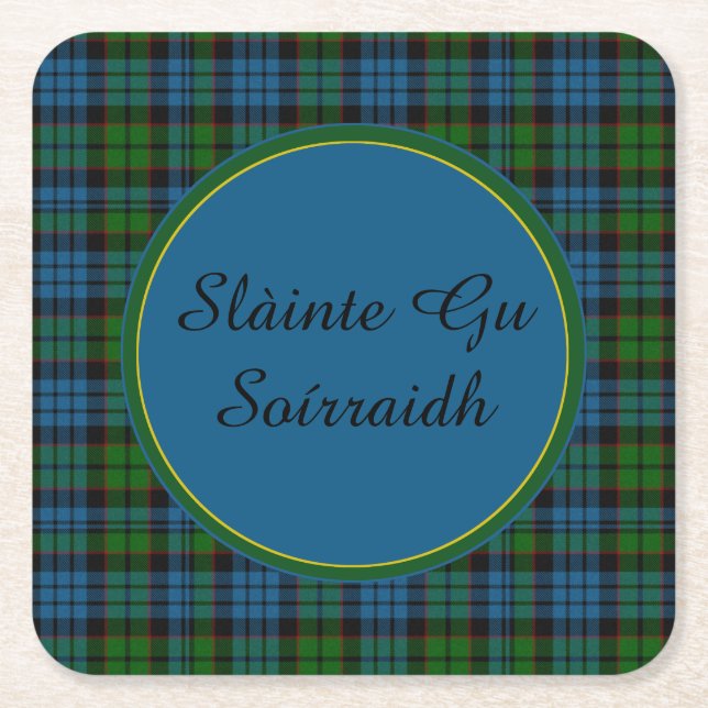 Posavasos Cuadrado De Papel Fletcher Plaid Gaelic Toast Paper Coasters (Anverso)