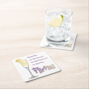 Posavasos Cuadrado De Papel Flirtini Piña Mimosa Cocktail Receta Arte