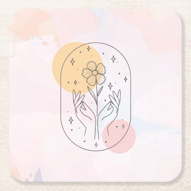 Posavasos Cuadrado De Papel Flor (Anverso)