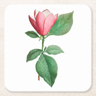 Posavasos Cuadrado De Papel Flor: A001 Lily Magnolia -