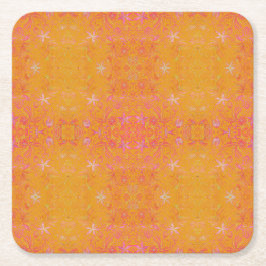 Posavasos Cuadrado De Papel Flor amarilla bonito