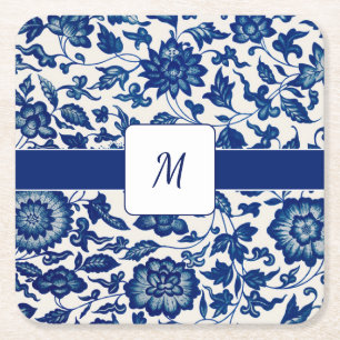 Posavasos Cuadrado De Papel Flor Blanca Silvestre País Francés Nombre Personal