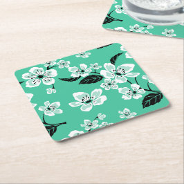 POSAVASOS CUADRADO DE PAPEL FLOR DE CEREZO - SAKURA (MENTA)