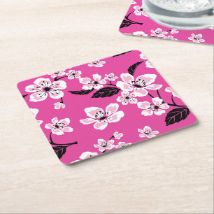 POSAVASOS CUADRADO DE PAPEL FLOR DE CEREZO - SAKURA (ROSA)