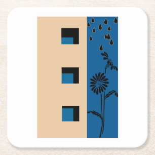 Posavasos Cuadrado De Papel Flor de edificio