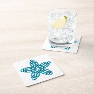 Posavasos Cuadrado De Papel Flor de Estrella Geométrica Azul Verde Moderno Per