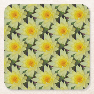 Posavasos Cuadrado De Papel Flor de lirio amarillo