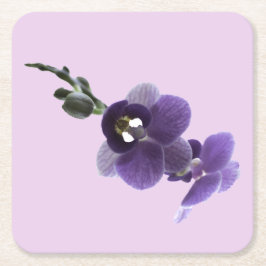 Posavasos Cuadrado De Papel Flor de orquídea púrpura, escayola de papel