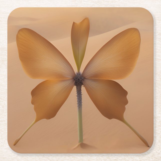 Posavasos Cuadrado De Papel Flor del desierto  (Anverso)