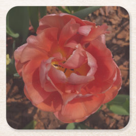 Posavasos Cuadrado De Papel flor roja