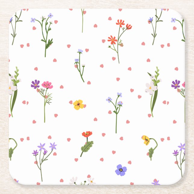 Posavasos Cuadrado De Papel Flor Square Coaster (Anverso)