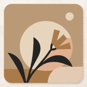 Posavasos Cuadrado De Papel Flor Sun Boho