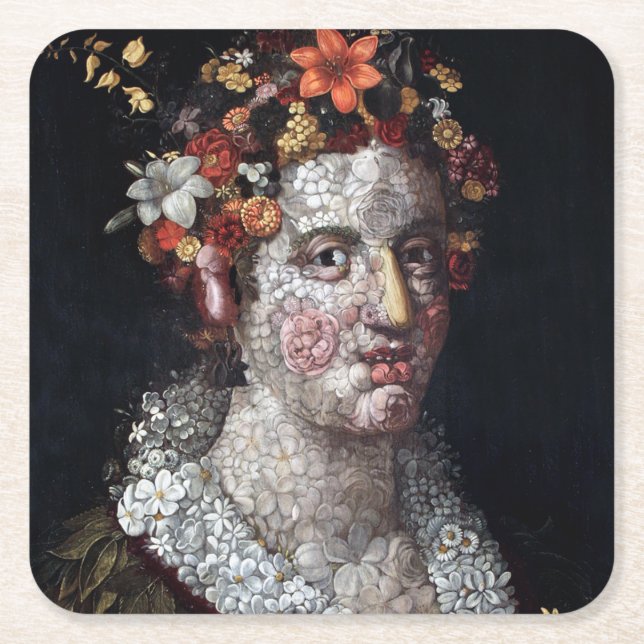 Posavasos Cuadrado De Papel Flora, Arcimboldo (Anverso)