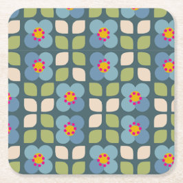 Posavasos Cuadrado De Papel FLORA BLUSH - Modern Floral Paper Coaster