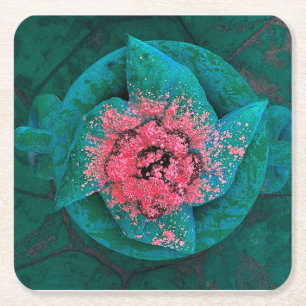 Posavasos Cuadrado De Papel Flora brillante de molino floral con salpicadura d