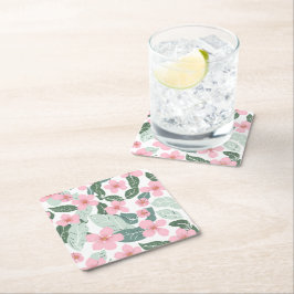 Posavasos Cuadrado De Papel Floral