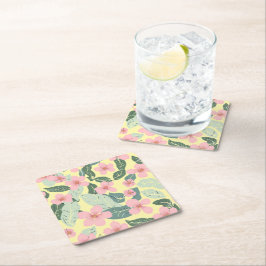 Posavasos Cuadrado De Papel Floral