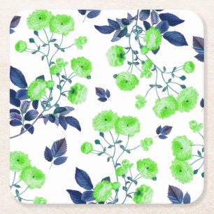 Posavasos Cuadrado De Papel Floral