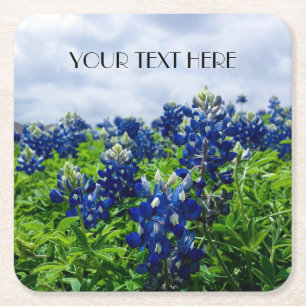 Posavasos Cuadrado De Papel Floral Azul Bluebonnets Texas Texano Flores
