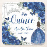 Posavasos Cuadrado De Papel Floral azul real Princesa Plata Quinceañera<br><div class="desc">Personalice estas encantadoras quinceañeras de plata floral azul real / fiesta de cumpleaños tomando sus propias palabras fácil y rápidamente. Simplemente haga clic en el botón Editar usando herramientas de diseño para editar el texto, la redacción, el estilo de fuente, el tamaño de fuente, el color de fuente, agregar más...</div>
