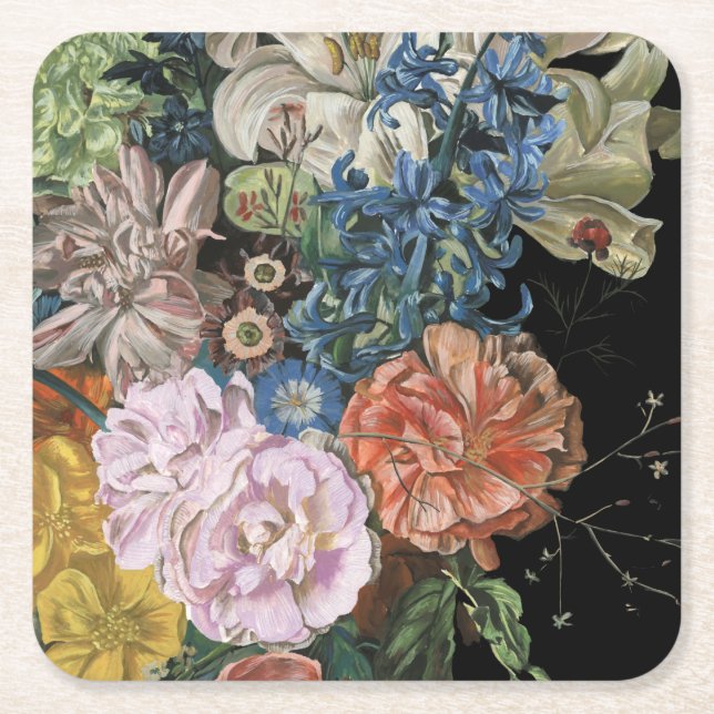 Posavasos Cuadrado De Papel Floral barroca - Bouquet (Anverso)