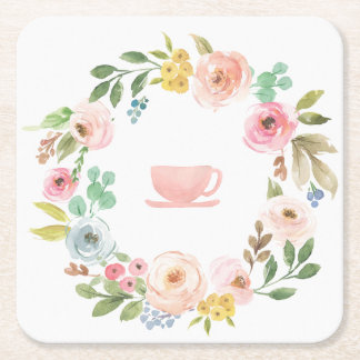 Posavasos Cuadrado De Papel Floral Bridal Shower Tea Fiesta