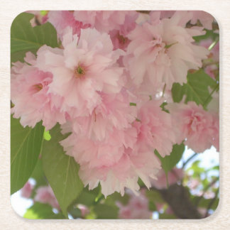 Posavasos Cuadrado De Papel Floral de primavera del árbol de cerezo II con dob