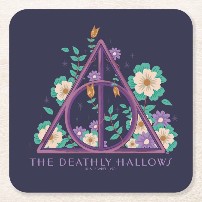 Posavasos Cuadrado De Papel Floral Deathly Hallow Graphic (Anverso)