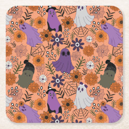 Posavasos Cuadrado De Papel Floral espeluznante