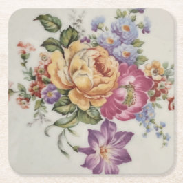 Posavasos Cuadrado De Papel Floral Fancy