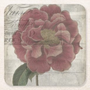 Posavasos Cuadrado De Papel Floral francesa III