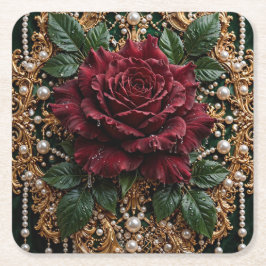 Posavasos Cuadrado De Papel Floral Gótico Victoriano