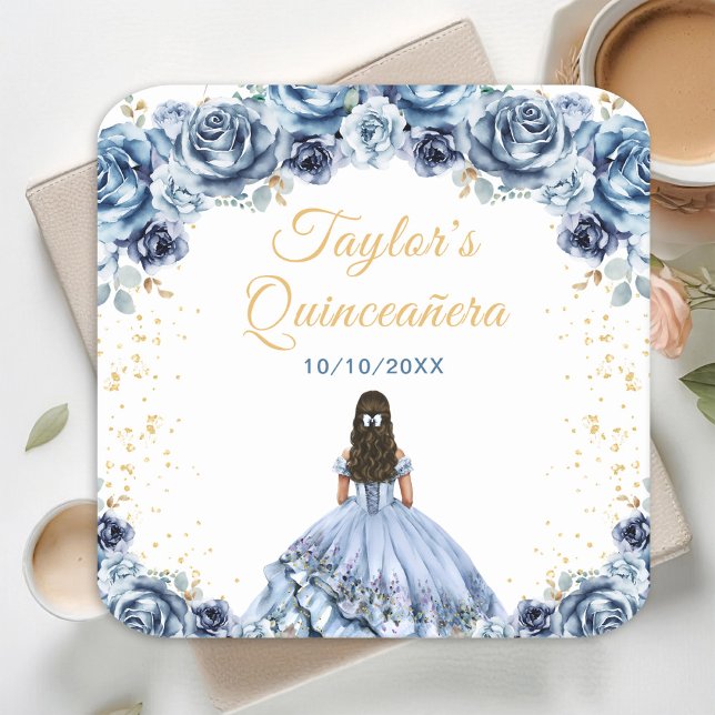 Posavasos Cuadrado De Papel Floral Quinceañera (Subido por el creador)