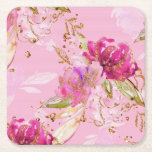 Posavasos Cuadrado De Papel Floral rosa<br><div class="desc">Floral rosa</div>