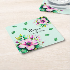 Posavasos Cuadrado De Papel Florecer en tu día