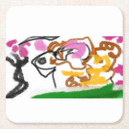 Posavasos Cuadrado De Papel Florencia de la floración de la charrería de Shiba