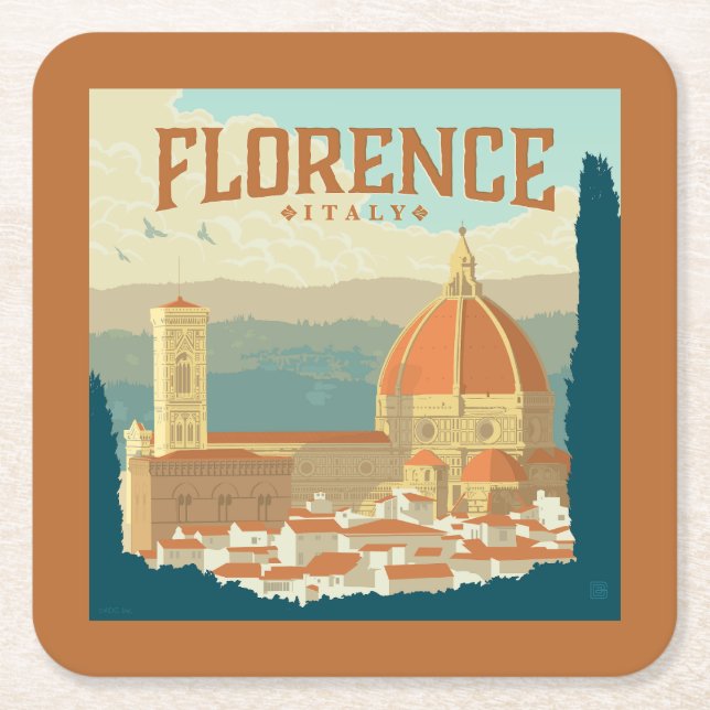 Posavasos Cuadrado De Papel Florencia, Italia (Anverso)