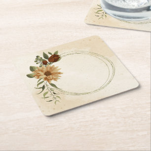 Posavasos Cuadrado De Papel florería de terracota rústica