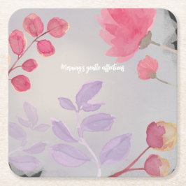 Posavasos Cuadrado De Papel Flores