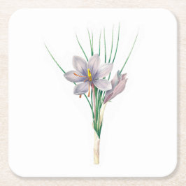 Posavasos Cuadrado De Papel Flores: A007 Autumn Crocus -